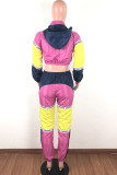 Red and black Fashion Active adult Ma'am Patchwork contrast color Two Piece Suits pencil Long Sleeve Two Pieces