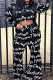 Black Street Print Letter O Neck Plus Size 