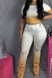 Red Casual Print Boot Cut Short Sleeve Two Pieces