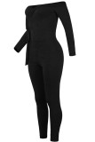 Light Gray Sexy Solid bandage Patchwork Long Sleeve V Neck Jumpsuits