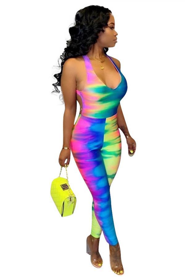 As Show Sexy Print Sleeveless V Neck 