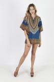 Black Fashion adult Sexy Bat sleeve Half Sleeves O neck Swagger Mini Patchwork Print