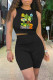 Black Fashion Casual Print Vests O Neck Sleeveless Two Pieces