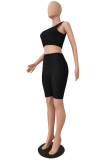 Blue Casual Sportswear Solid Vests U Neck Sleeveless Two Pieces