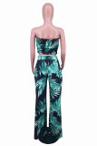 White Sexy Casual Print Backless Strapless Sleeveless Two Pieces