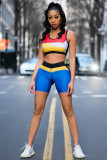 Multi-color Sexy Fashion Patchwork Print pencil Sleeveless Two-Piece Short Set