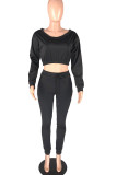 Green venetian Fashion Active adult Ma'am Solid Two Piece Suits Straight Long Sleeve Two Pieces