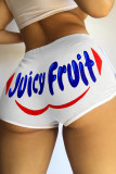 Black Yellow Fashion Casual Letter Print Basic Regular Mid Waist Shorts