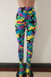 Army Green Green Orange Yellow purple Army Green Elastic Fly Mid camouflage Boot Cut Pants Bottoms
