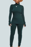 Wine Red Casual Pit Article Fabrics Solid Patchwork Turtleneck Long Sleeve Regular Sleeve Regular Two Pieces