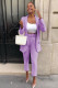 Light Purple Fashion Celebrities adult Two Piece Suits Solid Straight Long Sleeve