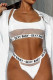 White Sexy Letter Solid See-through Printing Lingerie