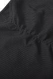 Red One word collar Long Sleeve Solid Slim fit Patchwork crop top 