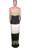 Multicolor Sexy Print Patchwork Spaghetti Strap Straight Dresses