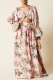 Pink Sexy Print Hollowed Out V Neck Cake Skirt Dresses