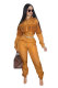 Orange Elastic Fly Long Sleeve Mid Letter Patchwork Straight Pants