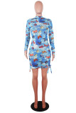 White Fashion adult Sexy Cap Sleeve Long Sleeves O neck Lantern skirt Mini Patchwork Mesh Print