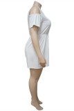 Black Fashion Casual Solid Basic V Neck Plus Size Romper