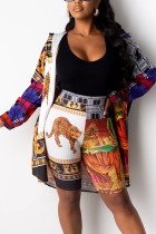 White Fashion Casual Adult Twilled Satin Print Turndown Collar Long Sleeve Shirt-Sleeve Long Two Pieces