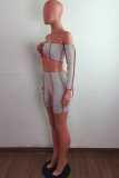 Grey Street Solid Bandage Strapless Long Sleeve Two Pieces