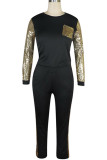 White knit Sexy Patchwork Two Piece Suits Solid Straight Long Sleeve 