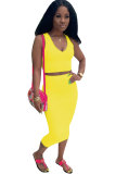 rose red Sexy Fashion Patchwork Solid A-line skirt Two-Piece Dress