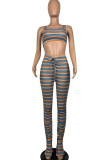 Green Fashion Casual Print Tie Dye Two Piece Suits Boot Cut Sleeveless Two Pieces