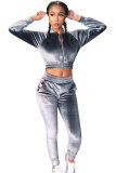 Black Elastic Fly Long Sleeve Mid Patchwork pencil Pants Two-piece suit