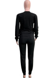 Pink Casual Striped Patchwork Solid pencil Long Sleeve Two Pieces