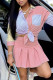 Pink Fashion Casual Patchwork Basic Turndown Collar Short Sleeve Two Pieces
