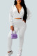 White Sexy Gradual Change Solid Patchwork Hooded Collar Long Sleeve Regular Sleeve Short Two Pieces