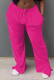 Rose Red Casual Solid Patchwork Straight Mid Waist Straight Solid Color Bottoms