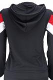 Red adult Fashion Active contrast color Patchwork Two Piece Suits Geometric pencil Long Sleeve