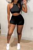 Red Sexy Solid Hollowed Out Halter Sleeveless Two Pieces