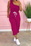 Yellow Fashion Casual adult Patchwork Solid Bandage Two Piece Suits pencil Sleeveless Two Pieces