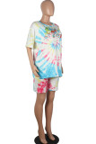 White Fashion Casual adult Ma'am Print Character Two Piece Suits Straight Short Sleeve Two Pieces