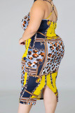 Decorative pattern Sexy Slip Print HOLLOWED OUT Hollow Out Plus Size