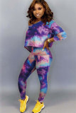 Green Sexy Two Piece Suits Print pencil Long Sleeve 