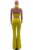 Orange Sexy Solid Loose Sleeveless Two Pieces