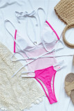 Rose Red Fashion Sexy Solid Backless Swimwears