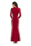 Black adult Celebrities Fashion Cap Sleeve Long Sleeves V Neck A-Line Floor-Length Solid lace pe