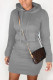 Grey Street Cap Sleeve Long Sleeves Hooded Step Skirt Knee-Length Solid