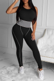 Orange Sexy Striped Patchwork O Neck Skinny Jumpsuits