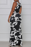 Colour Fashion Sexy Print Hollowed Out O Neck Vest Dress