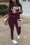 Pink Casual Striped Patchwork Solid pencil Long Sleeve Two Pieces