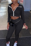 rose red Sexy Solid Hooded Collar Long Sleeve Regular Sleeve Short Two Pieces
