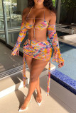 Blue Sexy Fashion Hollow Open Backless Long Sleeve Dress