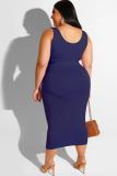 Black Fashion adult Sexy O Neck Bandage Two Piece Suits Solid