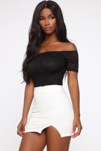 Black Sexy Fashion Floral lace Short Sleeve O Neck Playsuits