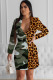 Yellow Notched Patchwork Print Print Long Sleeve Suit jacket